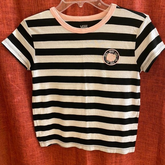 Vans Tops - NWOT VANS Black/White/Pink ringer tee XS